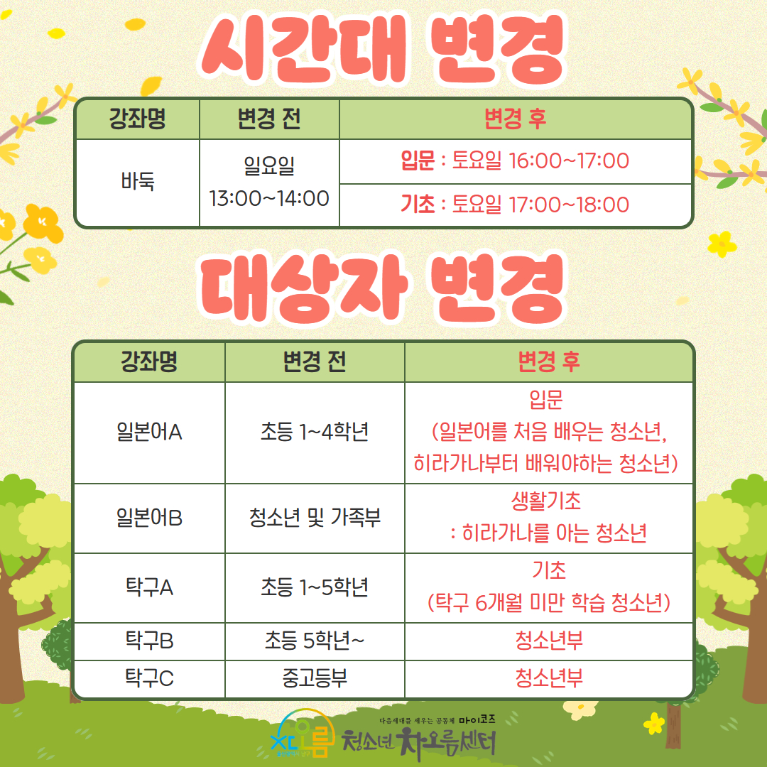 2026년 봄여름학기 문화강좌 수강안내