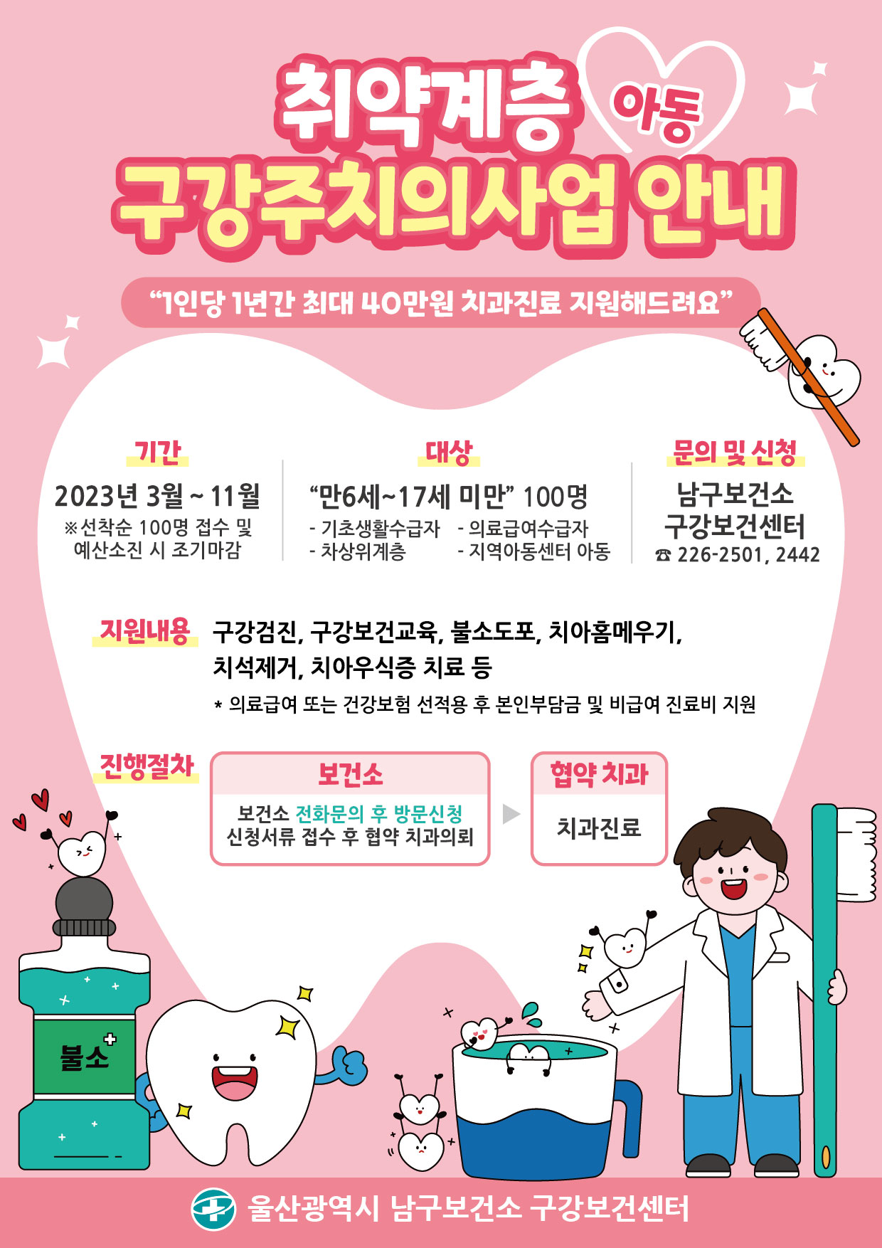 2023년 취약계층 아동 구강주치의 사업 안내