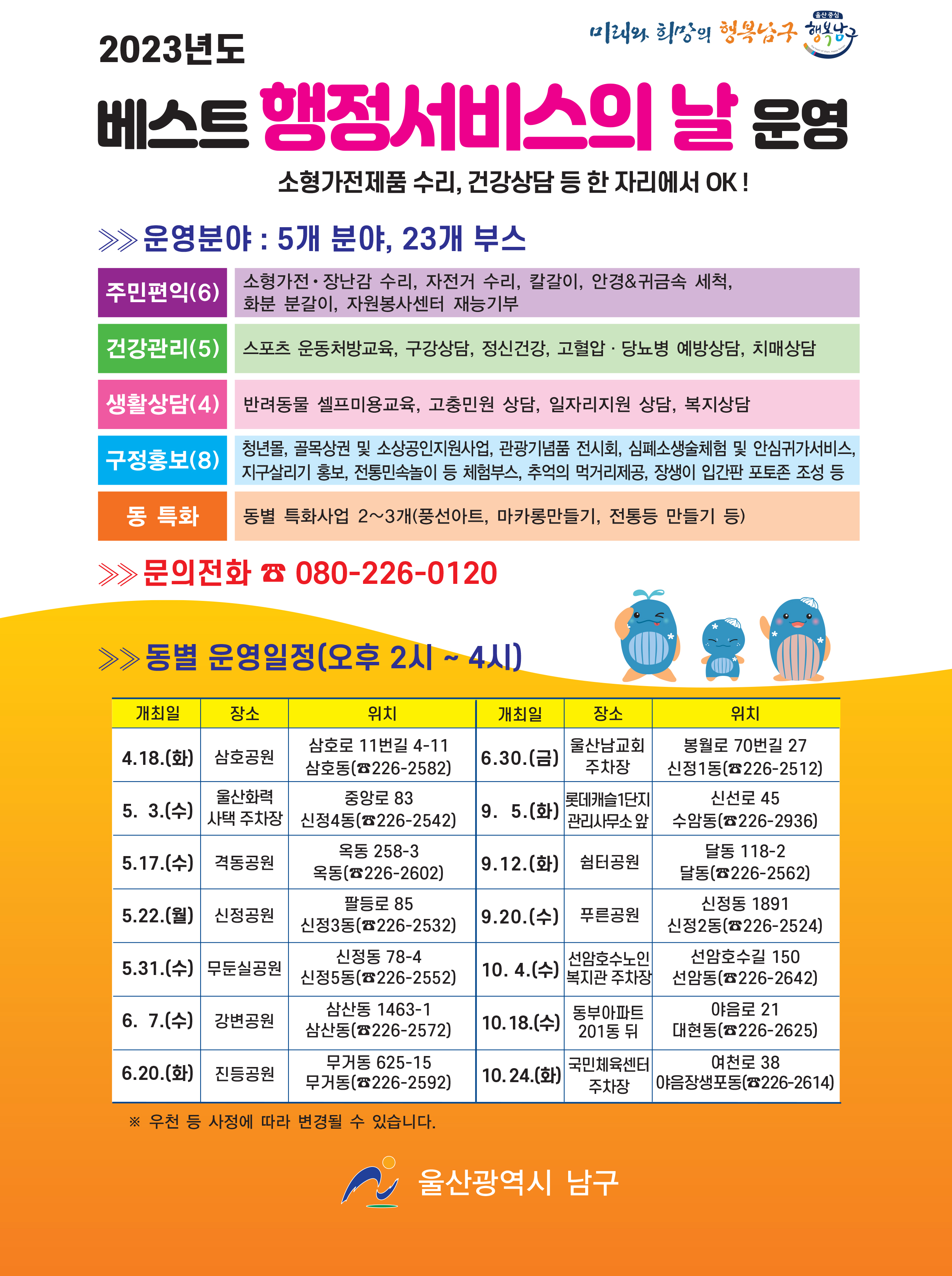 2023년 베스트행정서비스의 날 운영 안내
