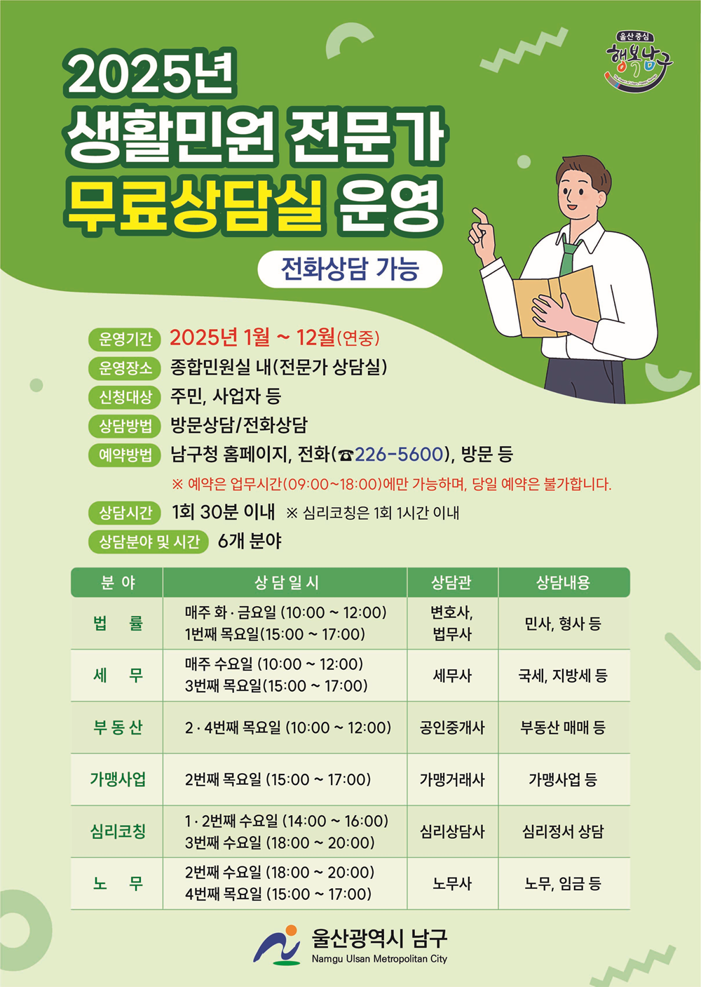 2025년 생활민원전문가 무료상담실 운영