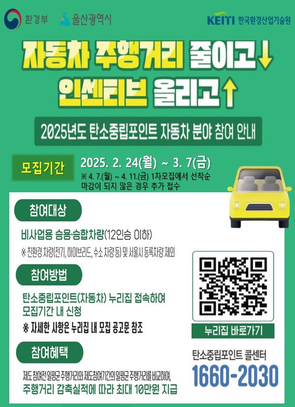 2025년 탄소중립포인트 자동차 분야 참여 안내