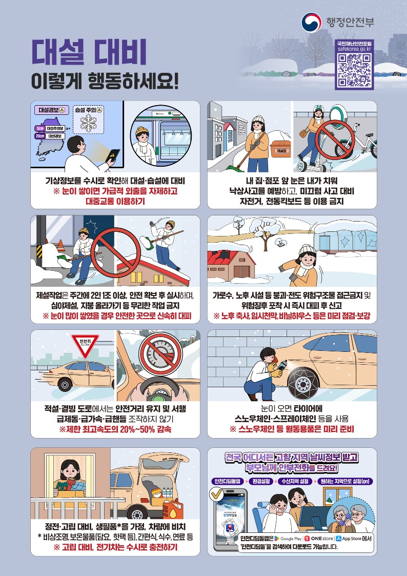 겨울철 대설 및 한파 대비 국민행동요령 안내