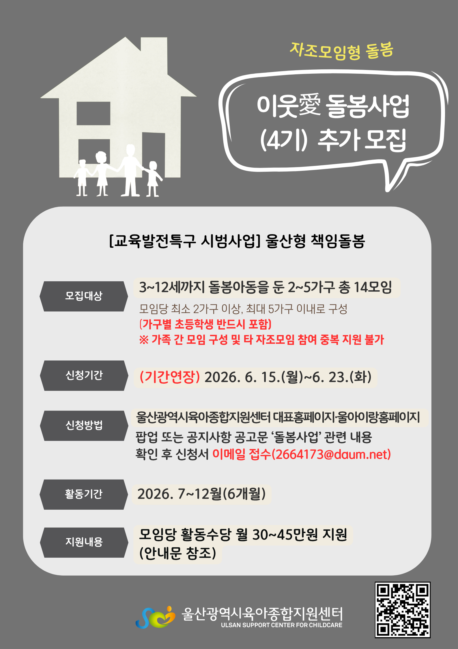 울산형 틈새돌봄「이웃愛 돌봄사업」4기 모집 안내