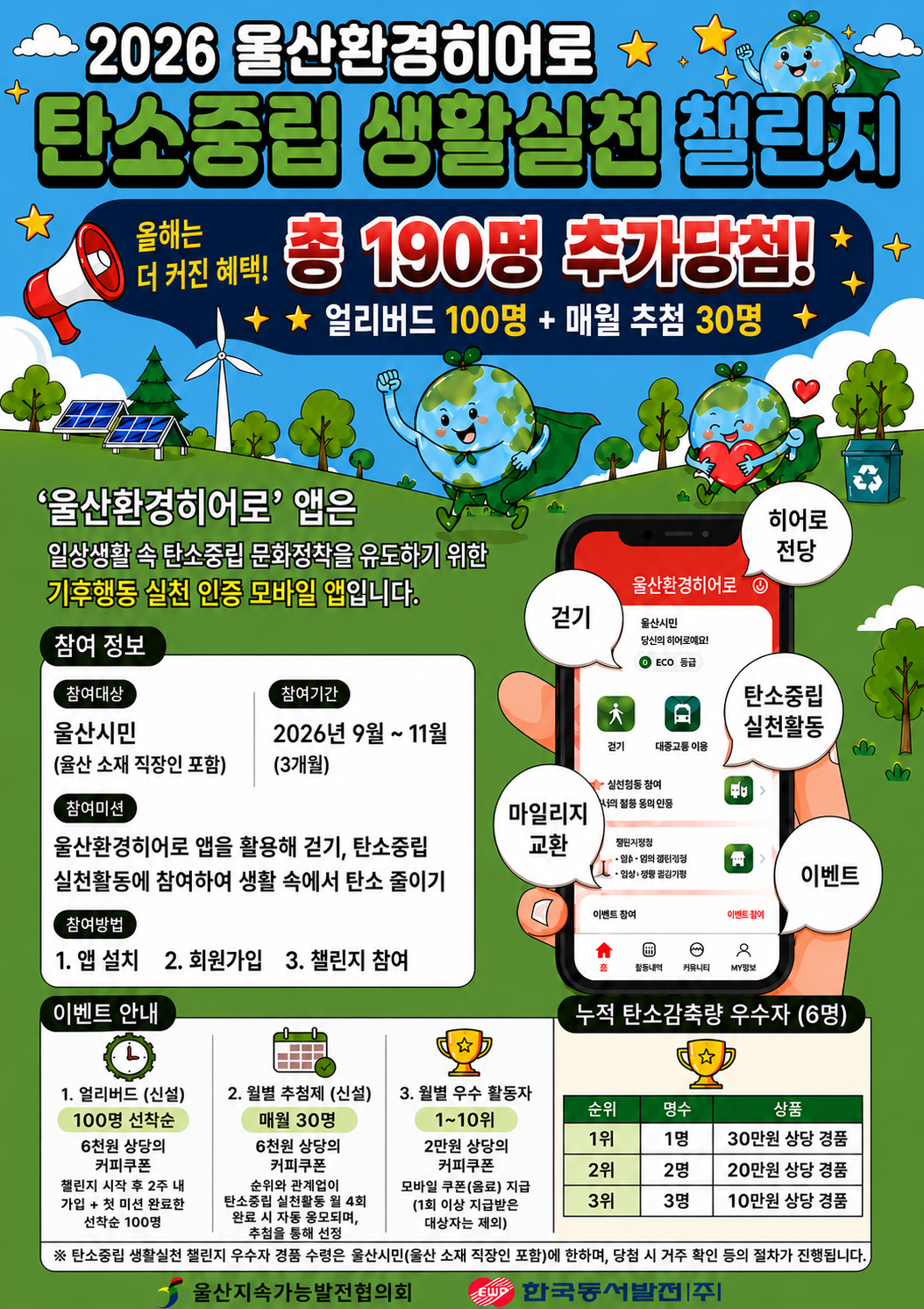 '울산환경히어로'앱 탄소중립 생활실천 챌린지