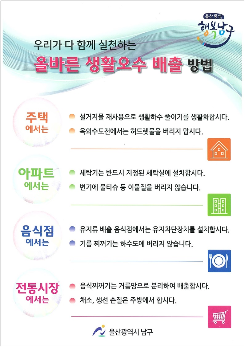 올바른 하수도 이용 안내