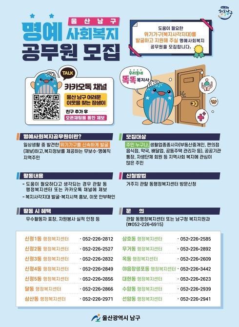 명예 사회복지 공무원 모집