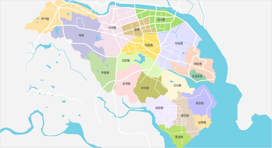 남구법정관내도 - 고사동, 남화동, 달동, 야음동, 두왕동, 매암동, 무거동, 부곡동, 삼산동, 상개동, 선암동, 성암동, 신정동, 여천동, 옥동, 용연동, 용잠동, 장생포동, 황성동